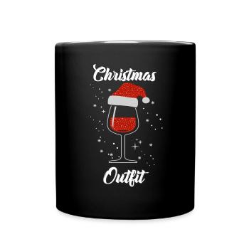 Wine Lovers Noël Chapeau de Noël Tenue Noël - Mug uni - noir - Devant
