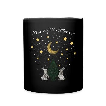 Rabbits Rabbits Christmas Tree Christmas Tree Xmas - Full Colour Mug - black - Front