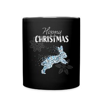 Hoppy Christmas Rabbit Rabbit Snowflake - Full Colour Mug - black - Front