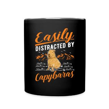 Easily distracted by Capybaras - Tasse einfarbig - Schwarz - Vorne