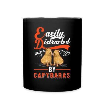 Easily distracted by Capybaras - Tasse einfarbig - Schwarz - Vorne