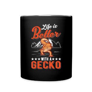 Life is better with a Gecko Leopard Gecko - Full Colour Mug - black - Front