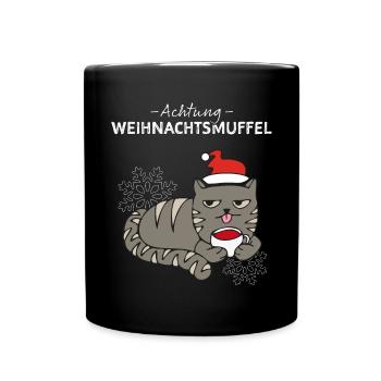 Weihnachtsmuffel Katze Anti Weihnachten Xmas - Tasse einfarbig - Schwarz - Vorne