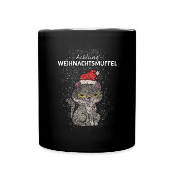 Weihnachtsmuffel Anti Weihnachtsstimmung Katzen - Tasse einfarbig - Schwarz - Vorne