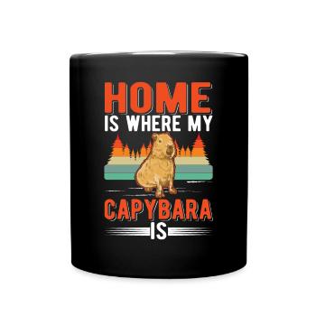 Home is where my Capybara is - Tasse einfarbig - Schwarz - Vorne