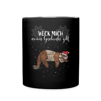Frettchen Nikolausmütze Wichteln Weihnachtsmuffel - Tasse einfarbig - Schwarz - Vorne