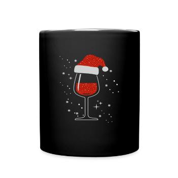 Wine Lovers Noël Chapeau de Noël Tenue Noël - Mug uni - noir - Devant