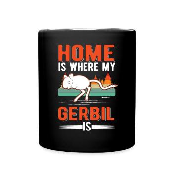 Home is where my Gerbil is Rennratte Rennmaus - Tasse einfarbig - Schwarz - Vorne
