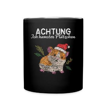 Hamster Plätzchen Weihnachtsbacken Kekse Hamstern - Tasse einfarbig - Schwarz - Vorne