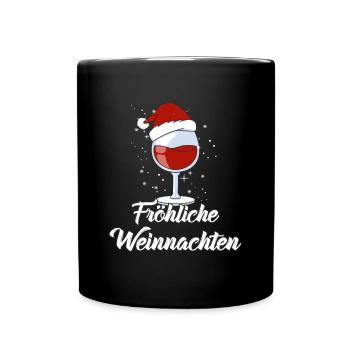 Wein Liebhaber Weihnachts Mütze Outfit Weihnachten - Tasse einfarbig - Schwarz - Vorne
