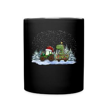 Weihnachtstraktor Tree Rex Dino Traktor Pyjama - Tasse einfarbig - Schwarz - Vorne