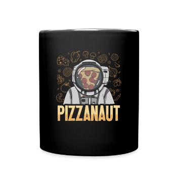 Pizzanaut design for a hobby pizza baker - Full Colour Mug - black - Front