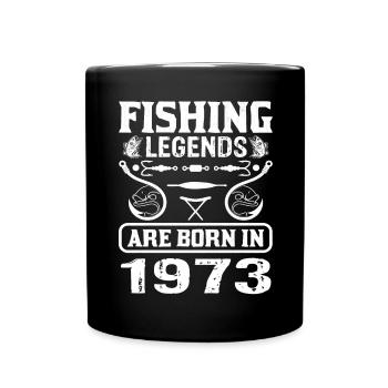 Les légendes de la pêche sont nées en 1973 - Mug uni - noir - Devant
