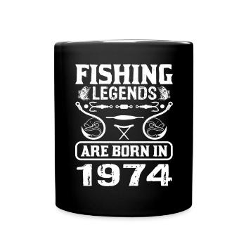 Fishing Legends Are Born In 1974 - Tasse einfarbig - Schwarz - Vorne