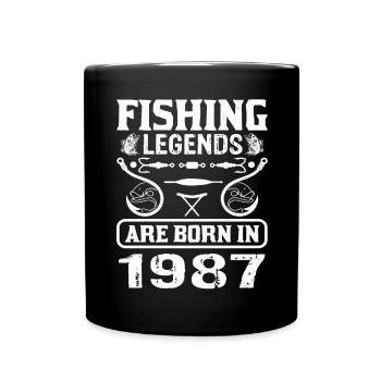 Fishing Legends Are Born In 1987 - Tasse einfarbig - Schwarz - Vorne