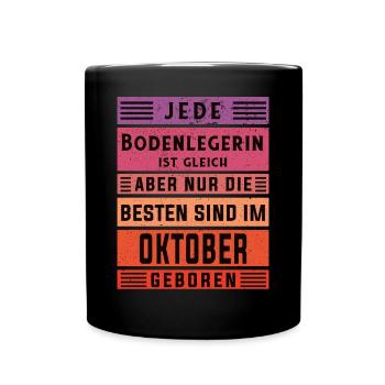 Parkett-Teppich Geburtstag Oktober geboren - Tasse einfarbig - Schwarz - Vorne