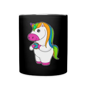 Einhorn Donut - Tasse einfarbig - Schwarz - Vorne