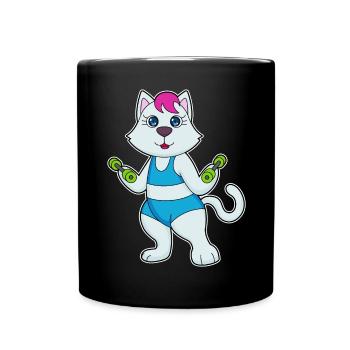 Cat Bodybuilder Dumbbell Bodybuilding - Full Colour Mug - black - Front