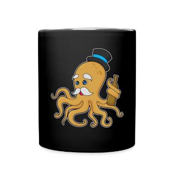 Octopus Gentleman Top Hat - Full Colour Mug - black - Front