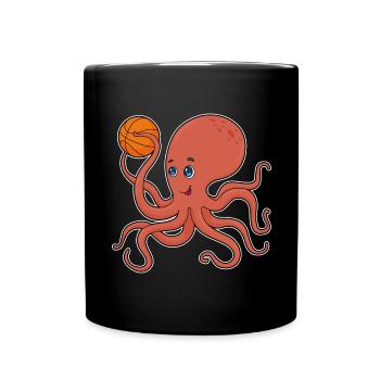 Krake Basketballspieler Basketball - Tasse einfarbig - Schwarz - Vorne