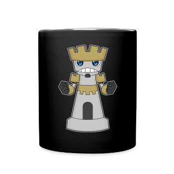 Schachfigur Turm Schach - Tasse einfarbig - Schwarz - Vorne