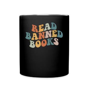 Lesen Sie verbotene B�cher B�cherwurm Retro verbot - Tasse einfarbig - Schwarz - Vorne