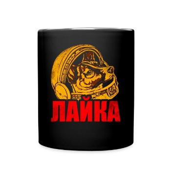 Laika Weltraum Hund - Tasse einfarbig - Schwarz - Vorne