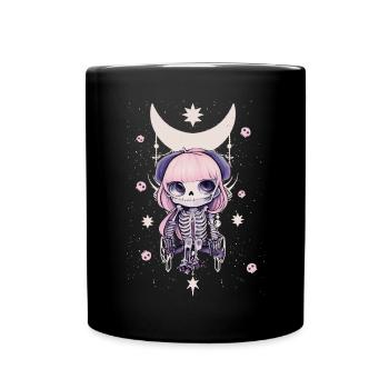 Skater Chibi Anime Skateboard Japanische Vaporwave - Tasse einfarbig - Schwarz - Vorne