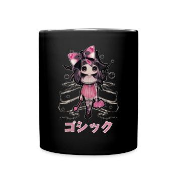 Gothic Lolita Chibi Hexe Kawaii Anime WiccaTrickbe - Tasse einfarbig - Schwarz - Vorne