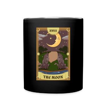 Anime Tarot Card der Mond okkulte Hexe - Tasse einfarbig - Schwarz - Vorne