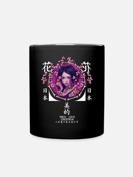 Sakura Blossom Girl Tattoo Streetwear Japanische A - Tasse einfarbig - Schwarz