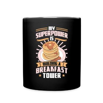 Ich Baue Einen Frühstücksturm - Pfannkuchenmacher - Tasse einfarbig - Schwarz - Vorne