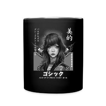 Motorrad Biker Japaner Alt Ästhetik weicher Grunge - Tasse einfarbig - Schwarz - Vorne
