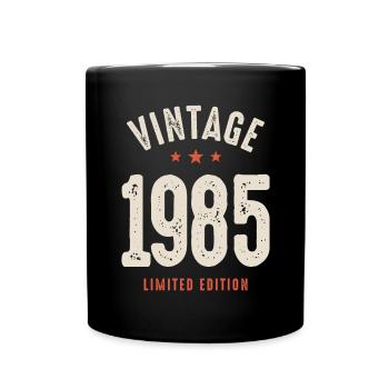 Vintage Born in 1985 - 37th Birthday Retro - Full Colour Mug - black - Front