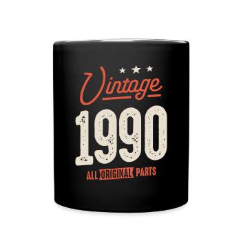 Vintage Born in 1990 - 32nd Birthday Retro - Full Colour Mug - black - Front