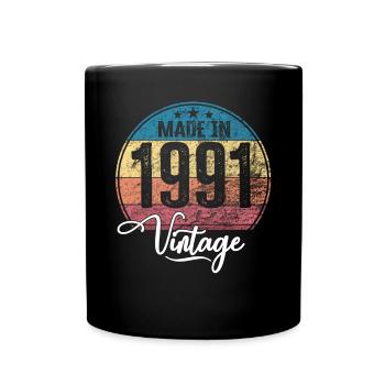Vintage Made in 1991 Geburtsjahr 1991 Geburtstag - Tasse einfarbig - Schwarz - Vorne