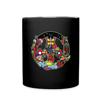Hippie Tshirt Peace Movement Woodstock Boho Groove - Full Colour Mug - black - Front