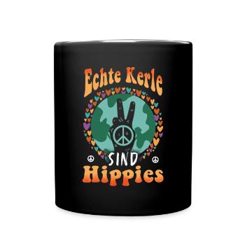Hippie Peace Groovy Flowerpower Boho Woodstock - Full Colour Mug - black - Front