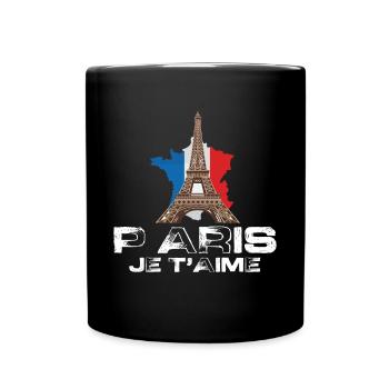 Eiffelturm Ich liebe Paris Frankreich Tag mit Fran - Tasse einfarbig - Schwarz - Vorne