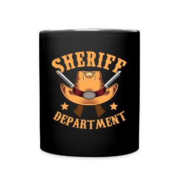 Sheriff Department Cowboyhut Revolver Sheriffstern - Tasse einfarbig - Schwarz - Vorne