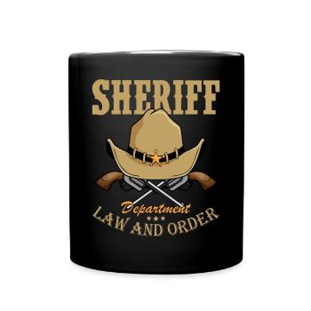 Shérif Cowboy Pistolets Officier de l’insigne étoile du shérif - Mug uni - noir - Devant