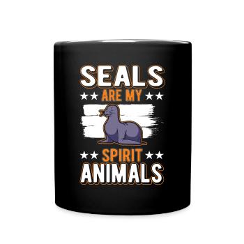 Phoque animal lion de mer - Mug uni - noir - Devant