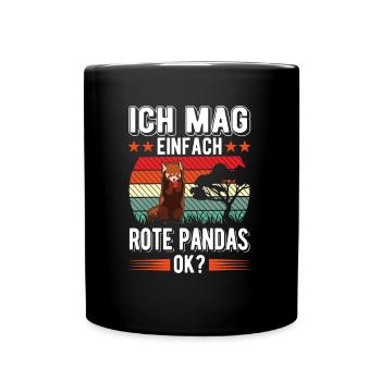 Ich mag einfach Rote Pandas - Tasse einfarbig - Schwarz - Vorne