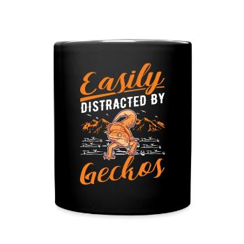 Easily distracted by Geckos Leopardgecko - Tasse einfarbig - Schwarz - Vorne