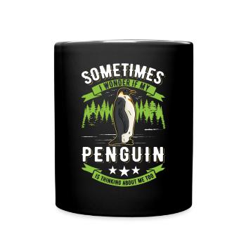Pinguin Penguin Kaiserpinguin - Tasse einfarbig - Schwarz - Vorne