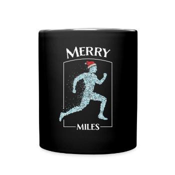 Jogging Joggers Running Santa Claus Hat Christmas Time - Full Colour Mug - black - Front