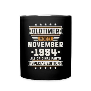 Oldtimer November 1954 Geburtstag Geschenk - Tasse einfarbig - Schwarz - Vorne