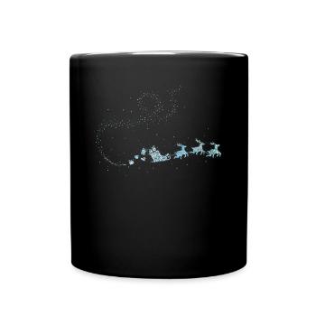 Weihnachtsmann Schlitten Weihnachtszeit Christmas - Tasse einfarbig - Schwarz - Vorne