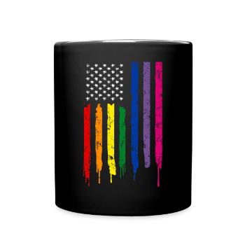LGBTQ American Flag. - Full Colour Mug - black - Front