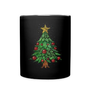 Weihnachtsbaum Christbaum Heiligabend Christmas - Tasse einfarbig - Schwarz - Vorne